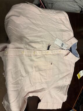 Tommy Hilfiger Pale Pink Short-Sleeve Linen Shirt